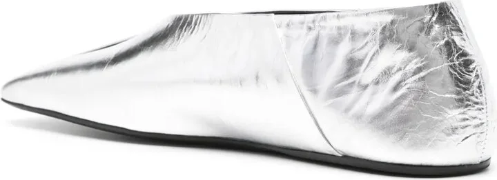 Metallic Leather Ballerina Shoes - Image 2