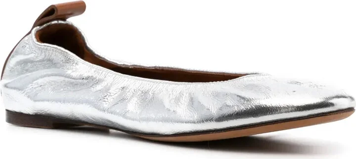 Metallic Leather Ballerina Shoes - Image 2