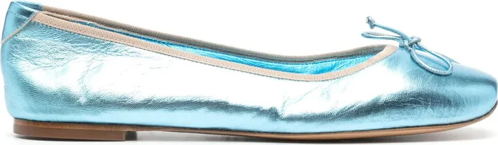 Metallic Leather Ballerina Shoes