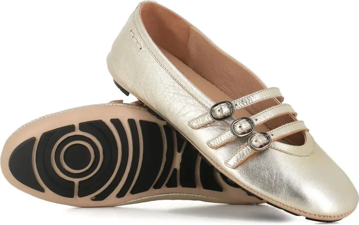 Metallic Leather Ballet Flats - Image 3