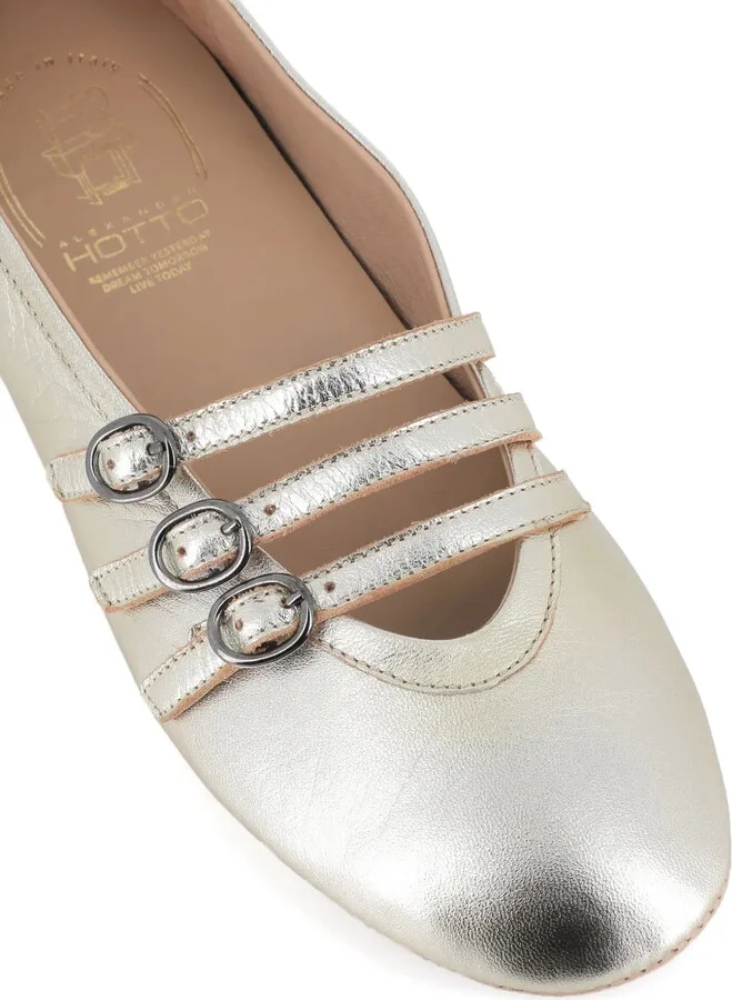 Metallic Leather Ballet Flats - Image 5