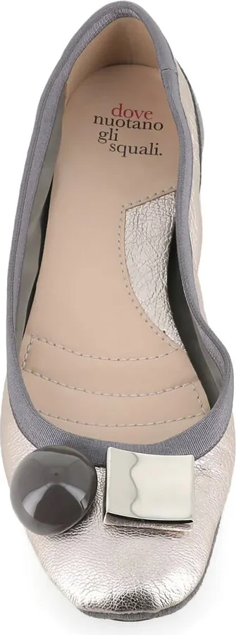 Metallic Leather Ballet Flats - Image 5