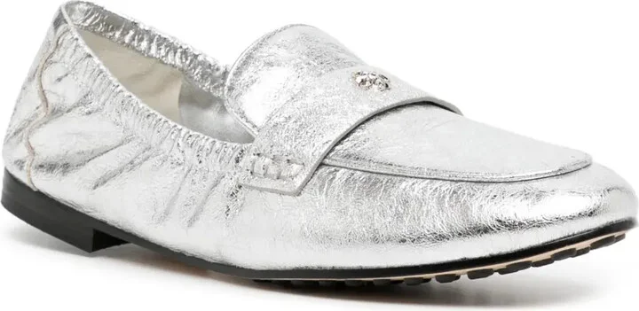 Metallic Leather Ballet Loafers - Image 2