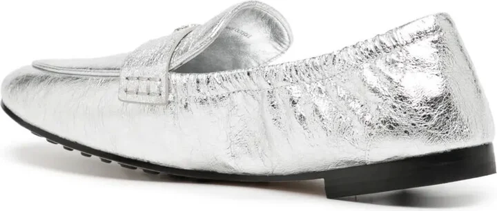 Metallic Leather Ballet Loafers - Image 3