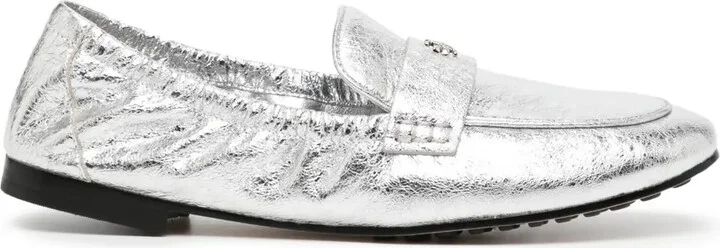 Metallic Leather Ballet Loafers