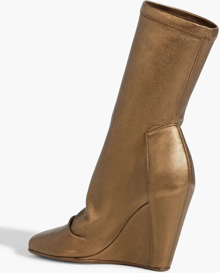 Metallic leather-blend wedge ankle boots - Image 3