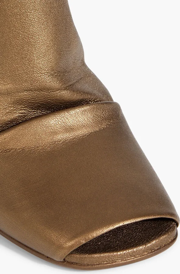 Metallic leather-blend wedge ankle boots - Image 4