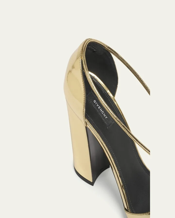 Metallic Leather Dual-Strap Block-Heel Sandals - Image 11