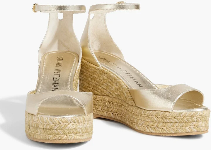 Metallic leather espadrille wedge sandals - Image 2