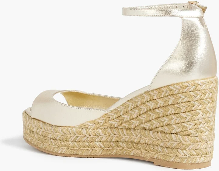 Metallic leather espadrille wedge sandals - Image 3