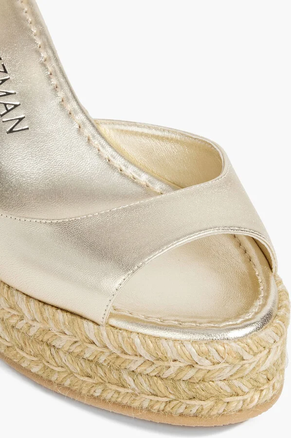 Metallic leather espadrille wedge sandals - Image 4