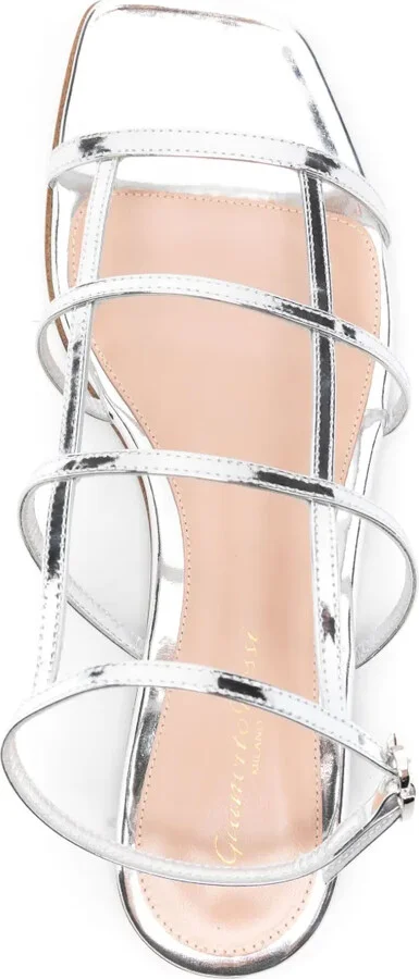 Metallic Leather Flat Sandals - Image 4