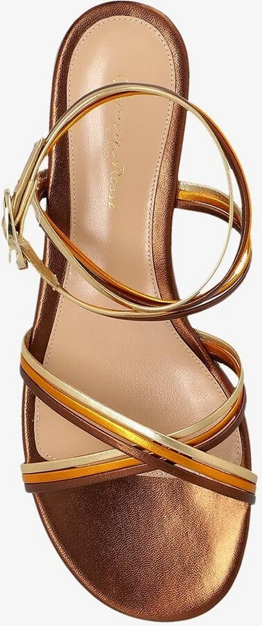 Metallic Leather Flats Sandals - Image 3