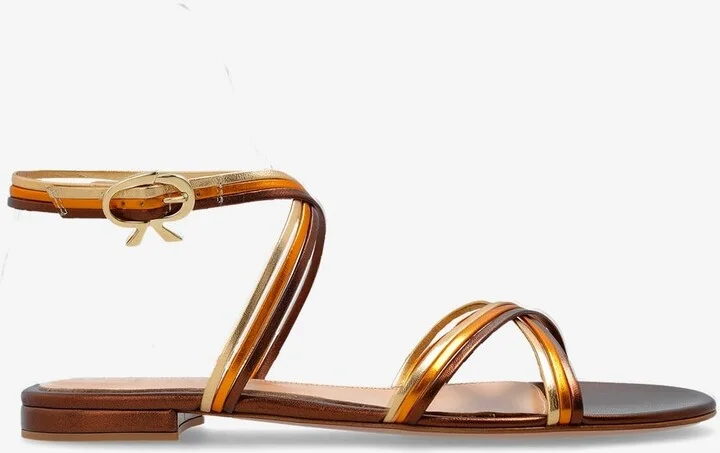 Metallic Leather Flats Sandals