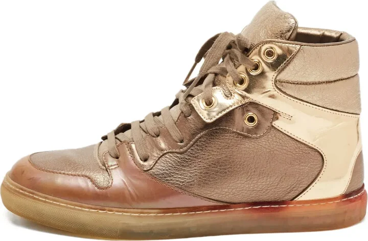 Metallic Leather High-Top Sneakers