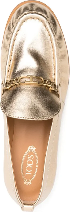 Metallic Leather Loafers - Image 4