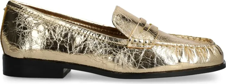Metallic-Leather Loafers