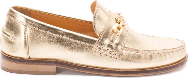 Metallic-Leather Loafers