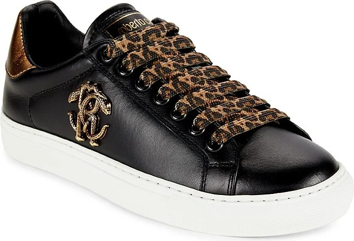 Metallic Leather Low Top Sneakers - Image 2
