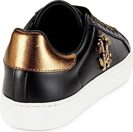 Metallic Leather Low Top Sneakers - Image 3