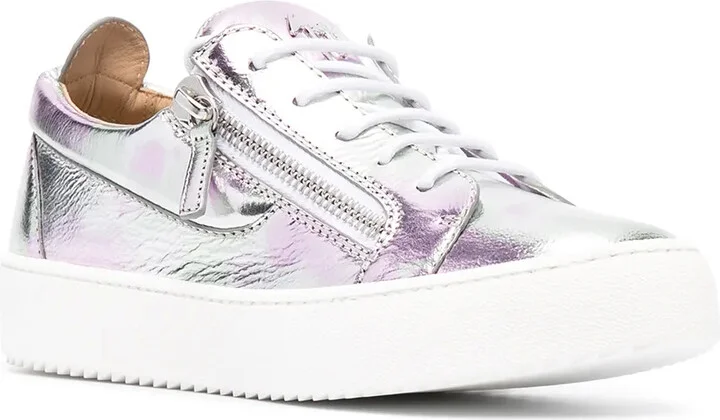 Metallic Leather Low-Top Sneakers - Image 2
