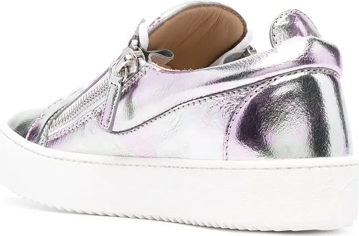 Metallic Leather Low-Top Sneakers - Image 3