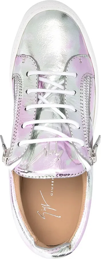 Metallic Leather Low-Top Sneakers - Image 4