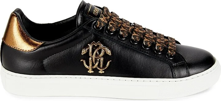 Metallic Leather Low Top Sneakers