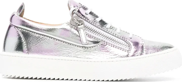 Metallic Leather Low-Top Sneakers