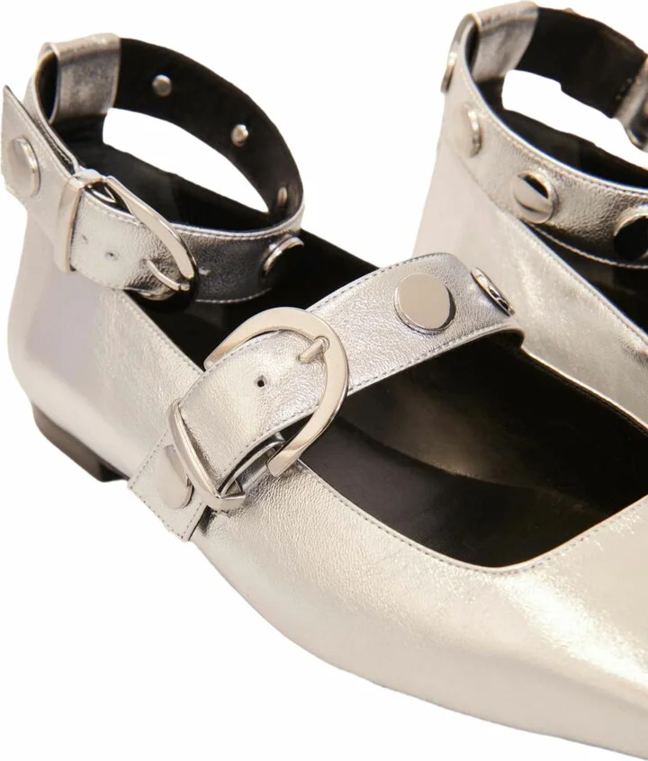 Metallic leather Mary Janes - Image 4