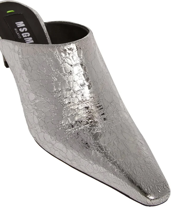 Metallic Leather Mules - Image 4