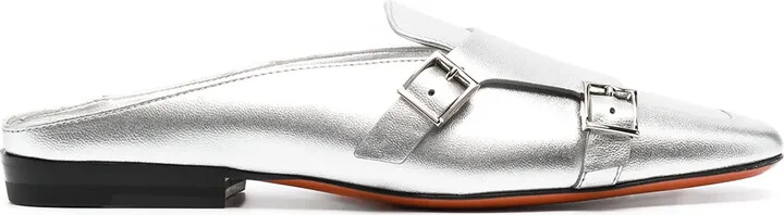 Metallic Leather Mules