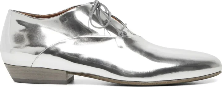 Metallic Leather Oxford Shoes
