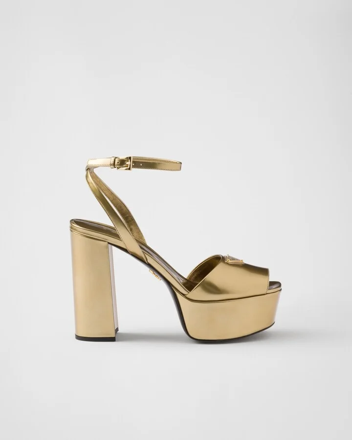 Metallic leather platform sandals - Image 2