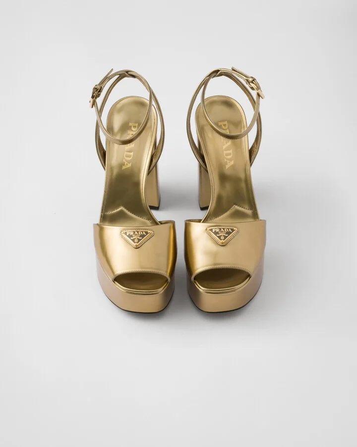 Metallic leather platform sandals - Image 4