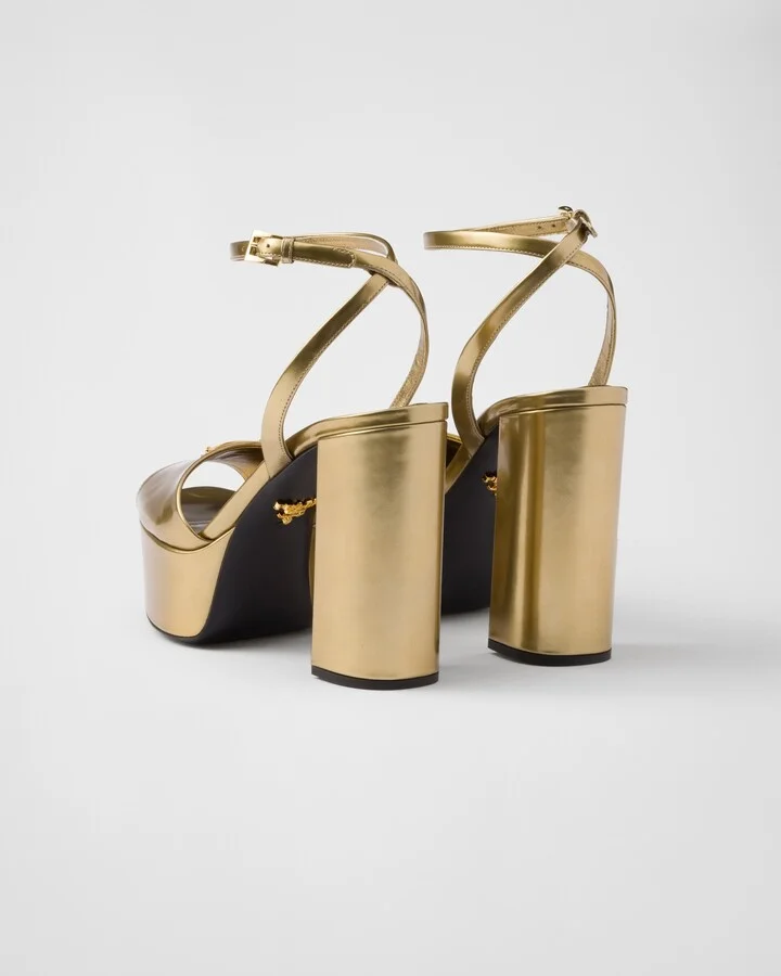 Metallic leather platform sandals - Image 5