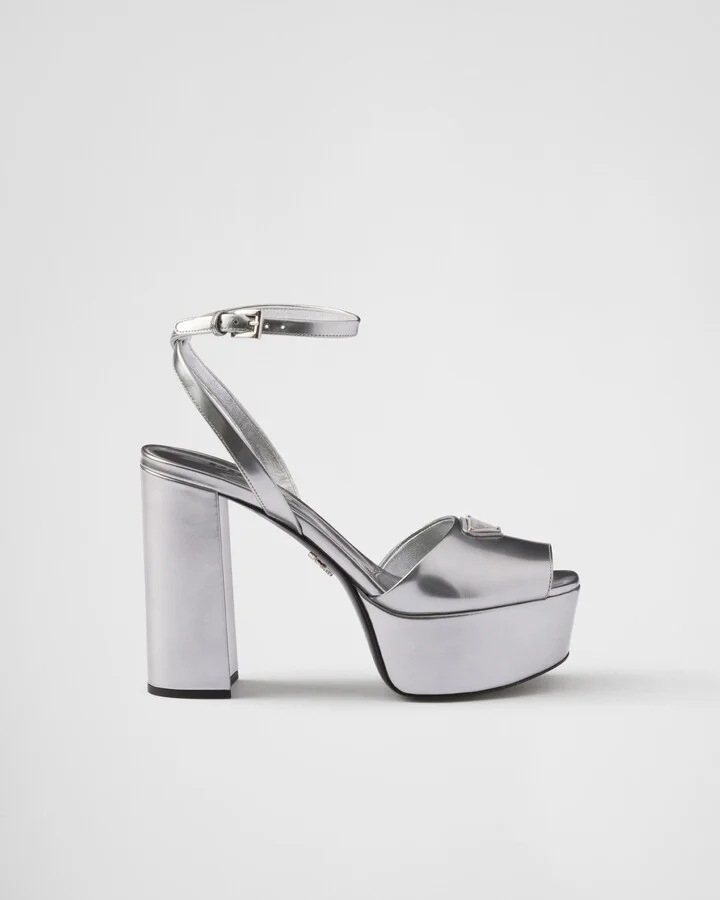 Metallic leather platform sandals - Image 2