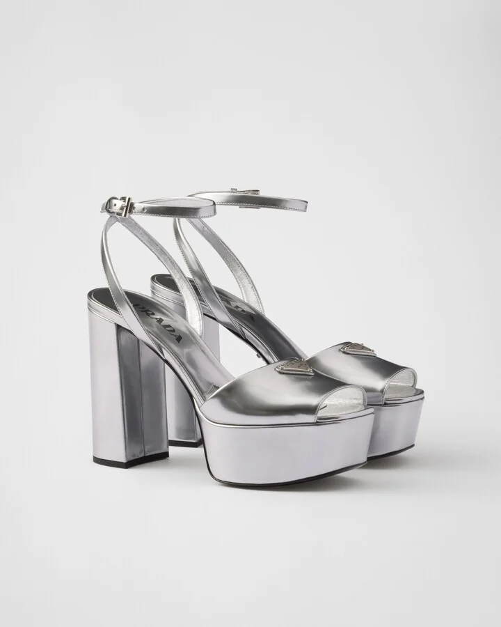 Metallic leather platform sandals
