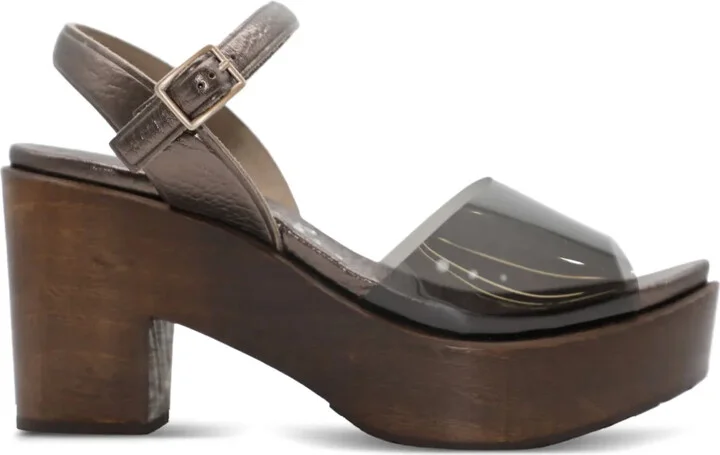 Metallic Leather Platform Sandals