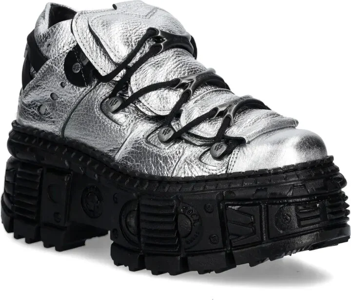 Metallic Leather Platform Sneakers - Image 2