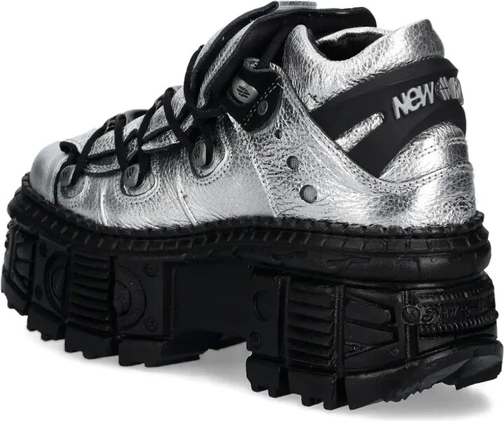 Metallic Leather Platform Sneakers - Image 3
