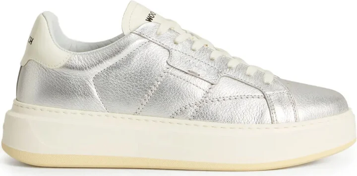 Metallic-Leather Platform Sneakers