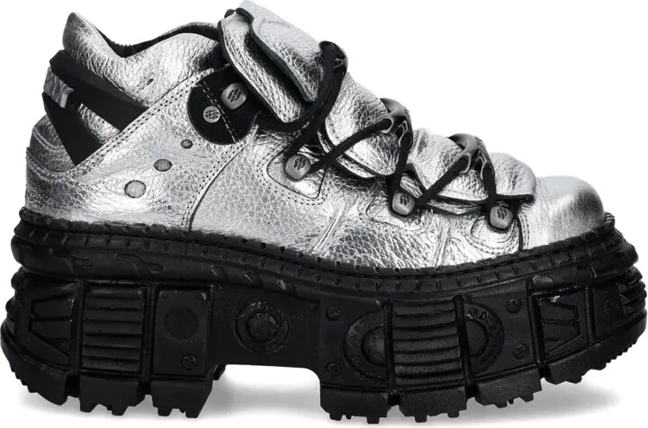 Metallic Leather Platform Sneakers