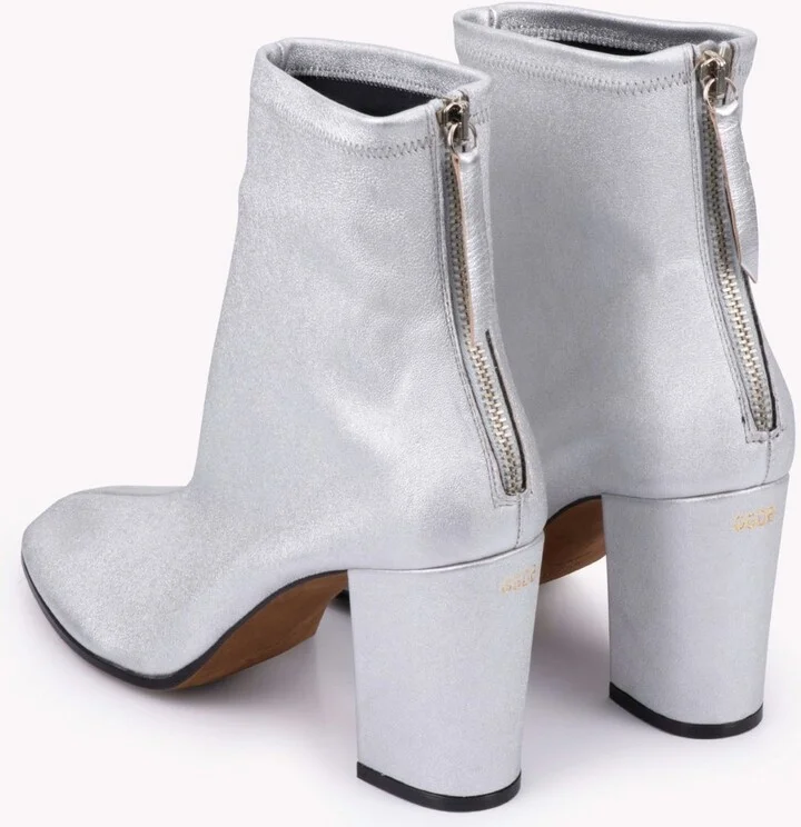 Metallic Leather Pointed Ankle Boots - Image 2