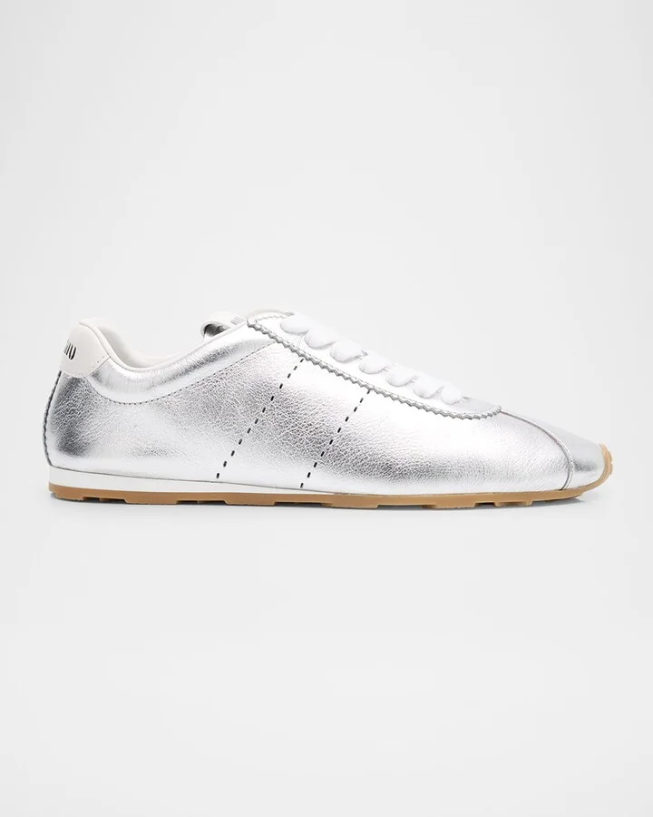 Metallic Leather Retro Runner Sneakers