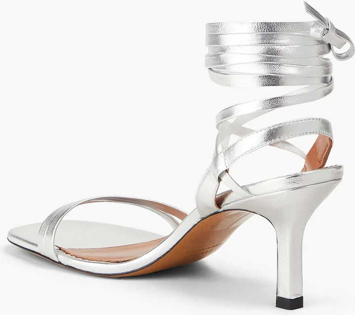Metallic leather sandals - Image 3