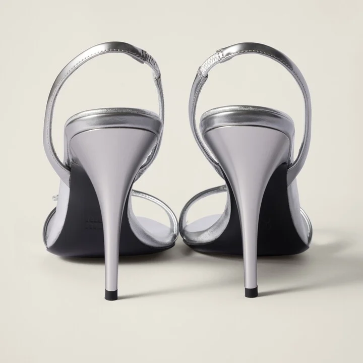 Metallic leather sandals - Image 3