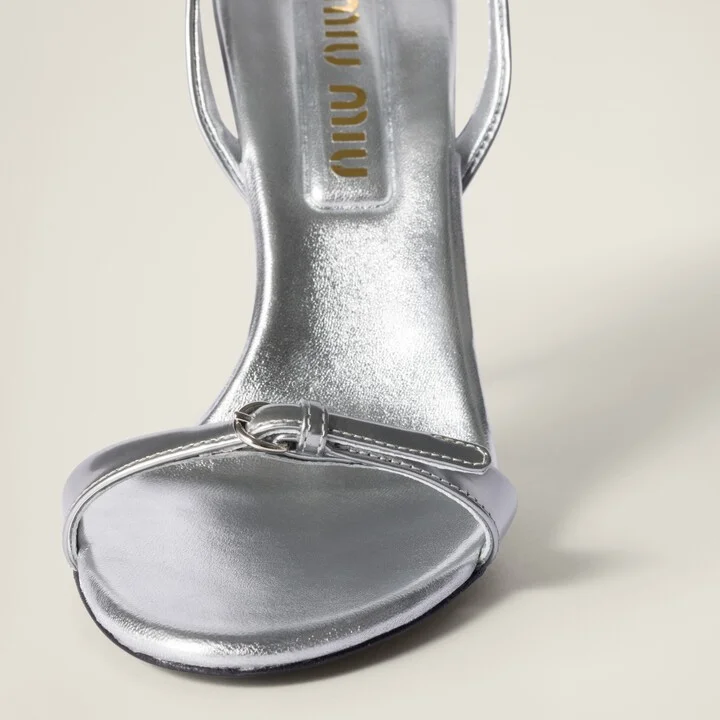 Metallic leather sandals - Image 4