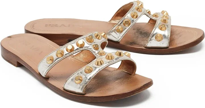 Metallic-Leather Sandals - Image 2