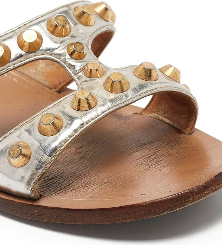 Metallic-Leather Sandals - Image 5